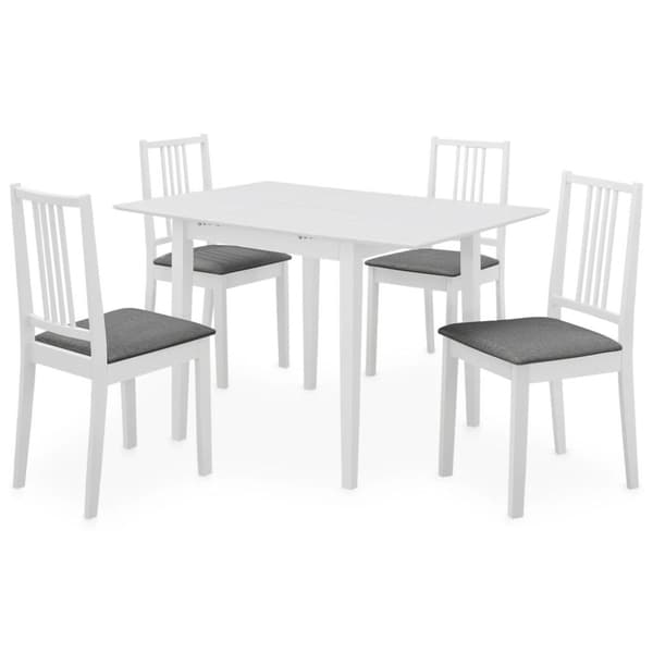 vidaXL spisebordssæt 5 dele MDF hvid