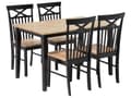 Miniatyrbillede 1 af 11: Spisebordssæt Sortbejdset Lyst Træ 120 x 75 cm 4 Personers Træstole uden Armlæn Skandinavisk stil Køkken Moderne Dekorativ Spisestue Design