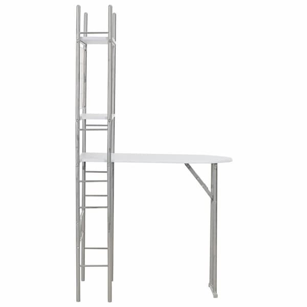 vidaXL foldbart spisebordssæt opbevaringshylde 3 dele MDF og stål hvid