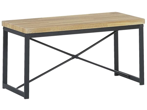 Spisestuesæt Lyst Træ Sort Stålstel 4 Personers Bord 110 x 70 cm 2 Sole Bænk