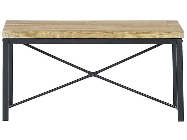 Spisestuesæt Lyst Træ Sort Stålstel 4 Personers Bord 110 x 70 cm 2 Sole Bænk