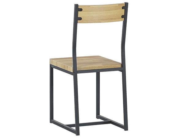 Spisestuesæt Lyst Træ Sort Stålstel 4 Personers Bord 110 x 70 cm 2 Sole Bænk