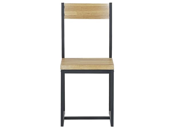 Spisestuesæt Lyst Træ Sort Stålstel 4 Personers Bord 110 x 70 cm 2 Sole Bænk