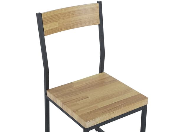 Spisestuesæt Lyst Træ Sort Stålstel 4 Personers Bord 110 x 70 cm 2 Sole Bænk