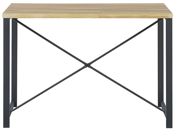 Ruokailuryhmä vaalea puu/musta 4 hengelle 2 tuolia penkki suorakulmainen pöytä 110 x 70 cm