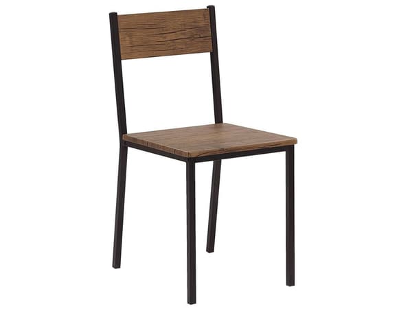 Ruokailuryhmä tumma puu/musta 4 hengelle 110 x 70 cm mustat teräs jalat moderni tyyli