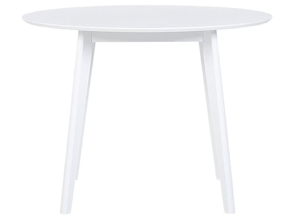 Spisebordssæt Hvid Træ MDF ø 100 x 75 cm 4 Personers Rundt Spisebord med Stole Skandinavisk Design Skalstole til Spisestue