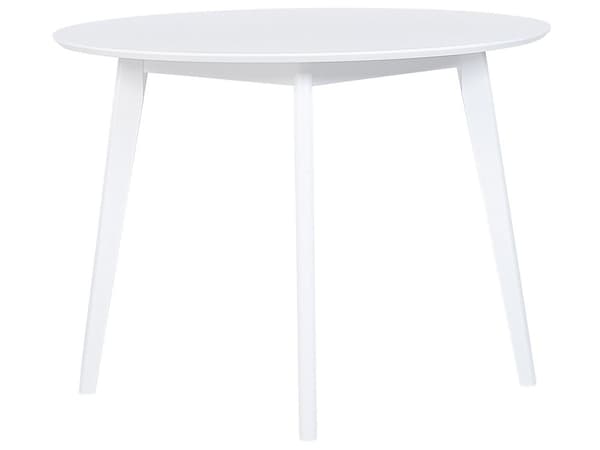 Spisebordssæt Hvid Træ MDF ø 100 x 75 cm 4 Personers Rundt Spisebord med Stole Skandinavisk Design Skalstole til Spisestue