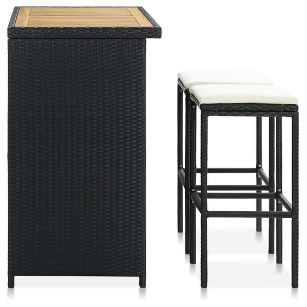 vidaXL barsæt 3 dele polyrattan sort