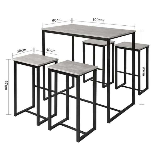 SoBuy Barbord och 4 pallar, Matgrupp, Testad för 150 kg, OGT15-HG