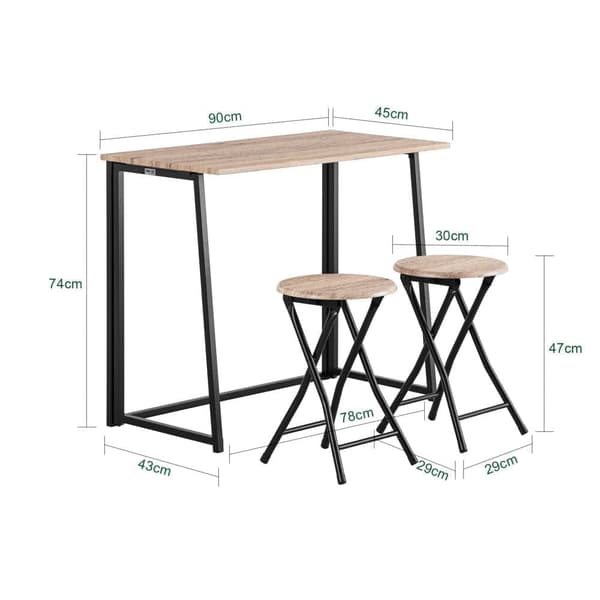 SoBuy Klaffbord och 2 Pallar, Matgrupp, Testad för 150 kg, OGT18-N
