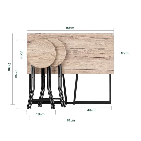 SoBuy Klaffbord och 2 Pallar, Matgrupp, Testad för 150 kg, OGT18-N