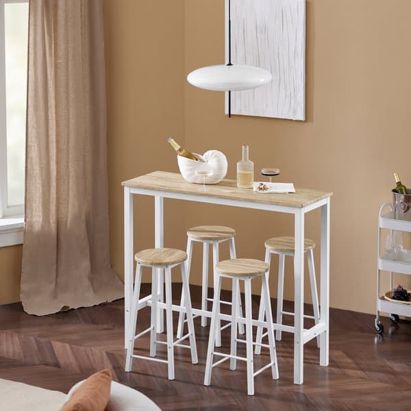 SoBuy Bordsæt med 4 taburetter, velegnet som barbord L120xP40xH100cm, OGT22-WN