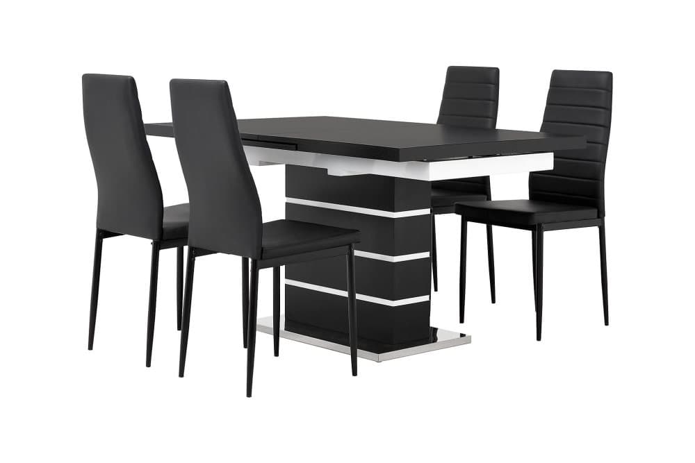 SUNNE Matbord 140 Svart/Vit + 4 GRANÅN Stol Svart