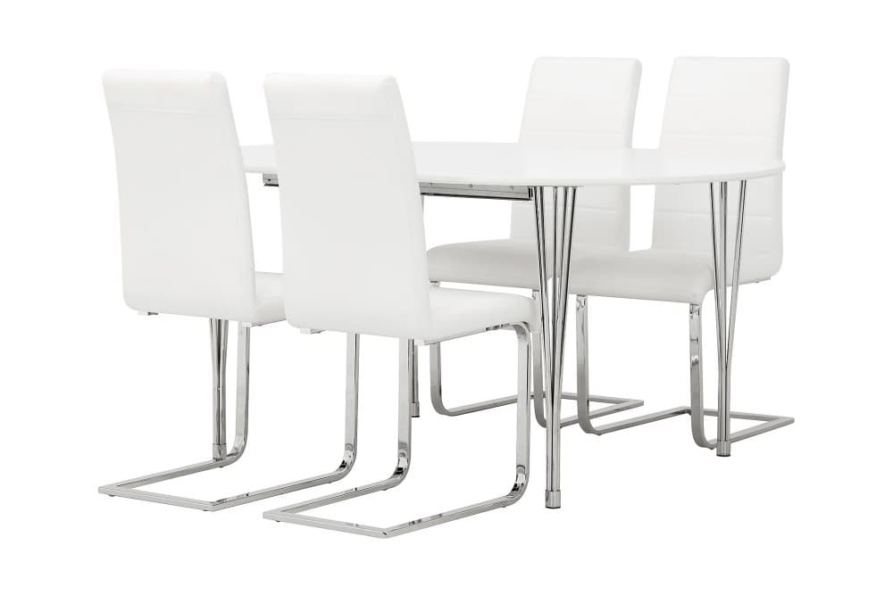 GEORGE Matbord 160 Ovalt Vit + 4 SORADO Stol Vit