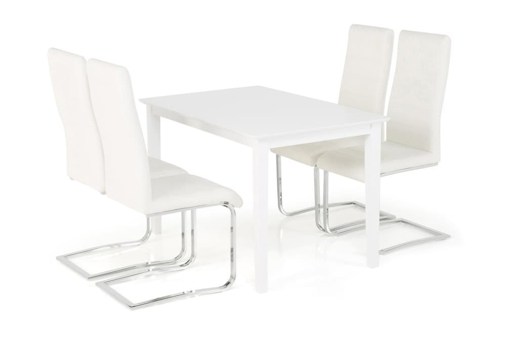 MELROSE Matbord 120 Vit + 4 SALA Stol Vit