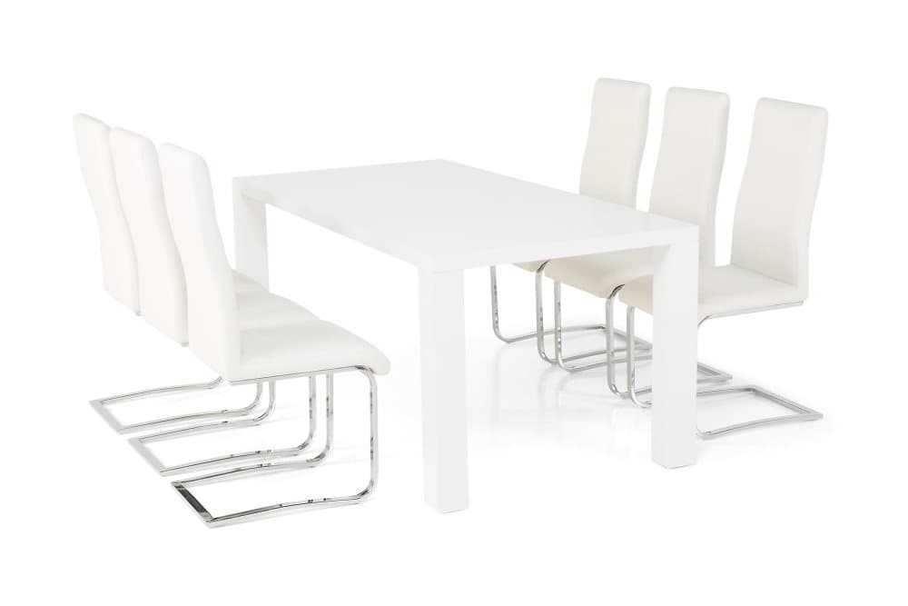 SALA Matbord 180 Vit + 6 SALA Stol Vit