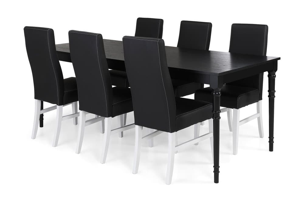 ALINE Matbord 200 Svart + 4 MATTIA Stol Svart