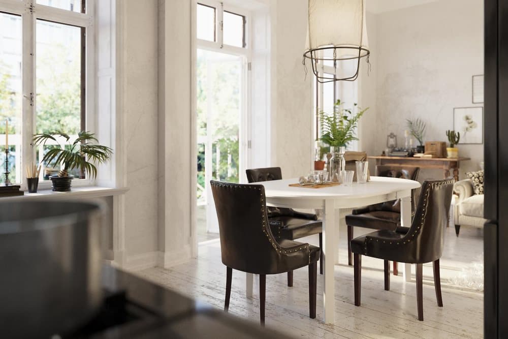 LEVIDE Bord + 4 CARMINE Stol Vit/Brun