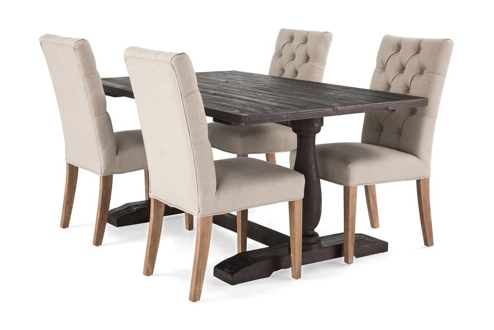 BORIS Bord 160 + 4 JENCA Stol Beige/Grå
