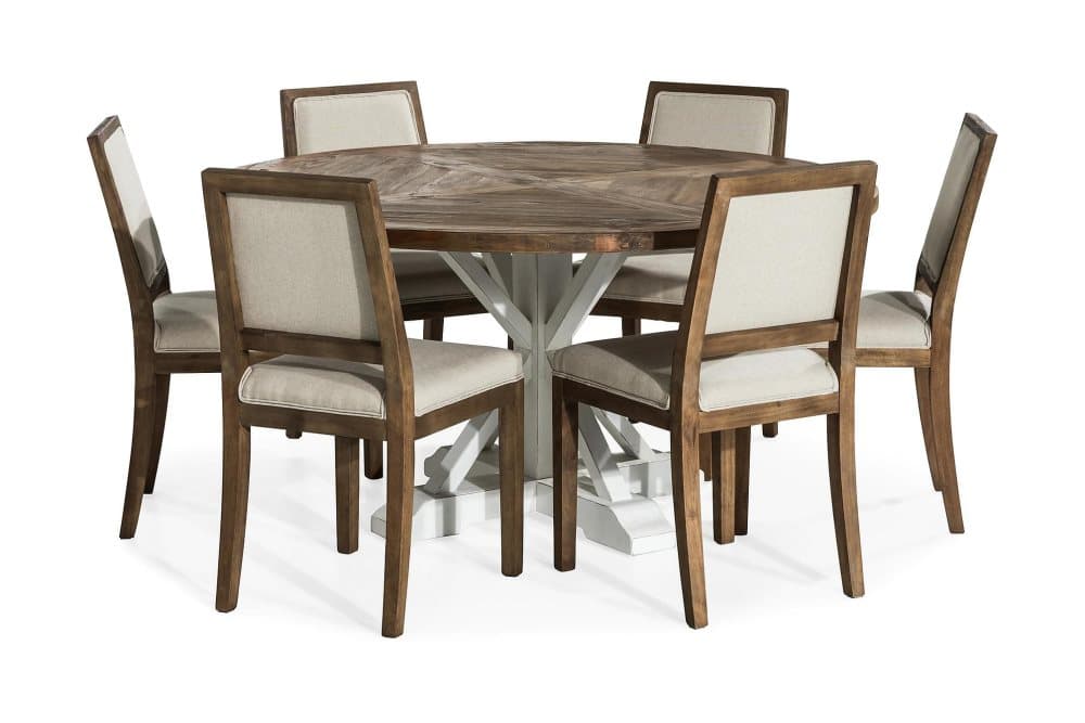 LIRE Matgrupp 150 Rund + 6 MOTEI Stol Vit/Beige