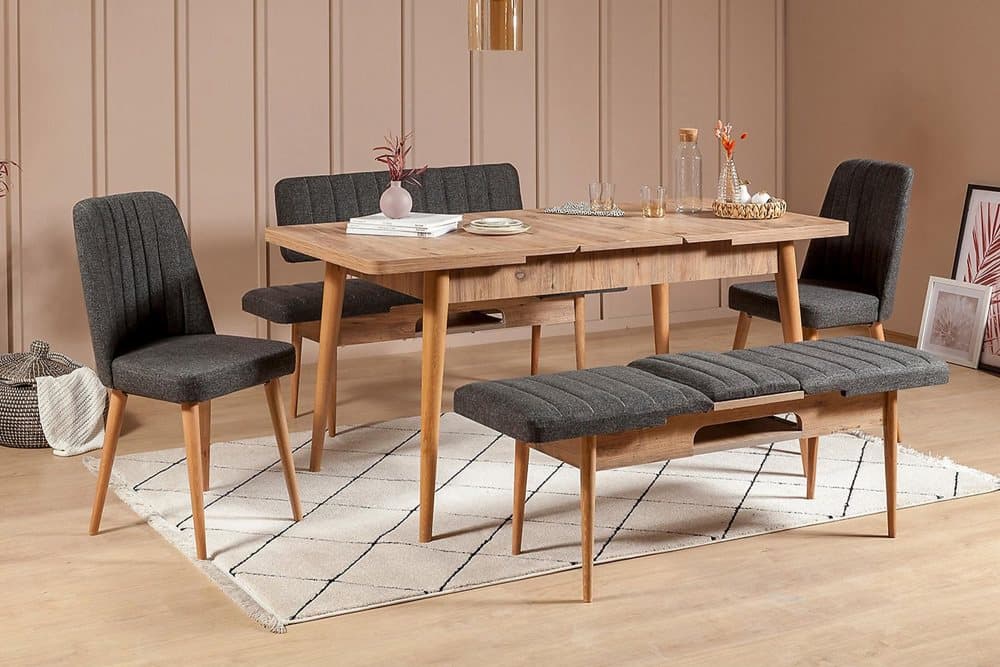 ALLMARAS Matgrupp 5 delar 75 cm Trä/natur/Antracit