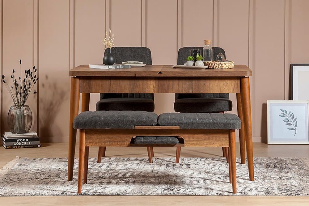 ALLMARAS Matgrupp 4 delar 75 cm Valnöt/Antracit