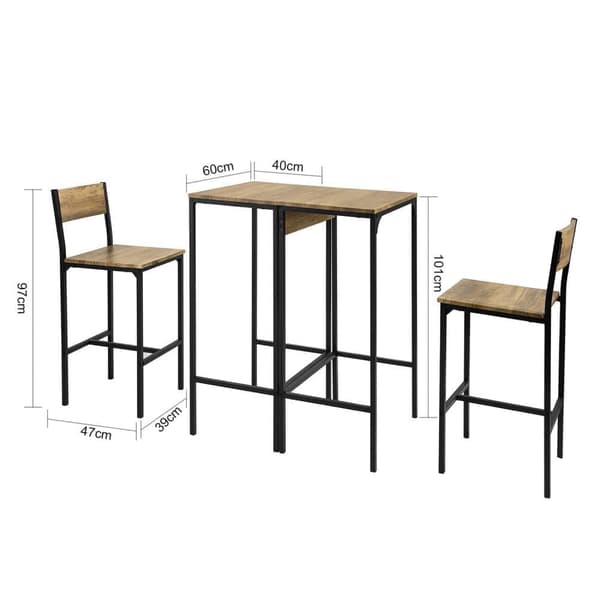 SoBuy, Matgrupp, Barbord och 2 stolar, Testad för 120 kg, Plats för 2 personer, OGT42-F