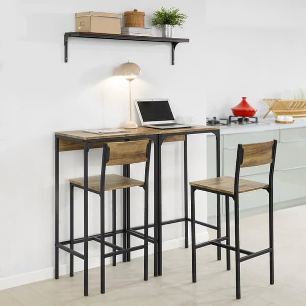 SoBuy, Matgrupp, Barbord och 2 stolar, Testad för 120 kg, Plats för 2 personer, OGT42-F