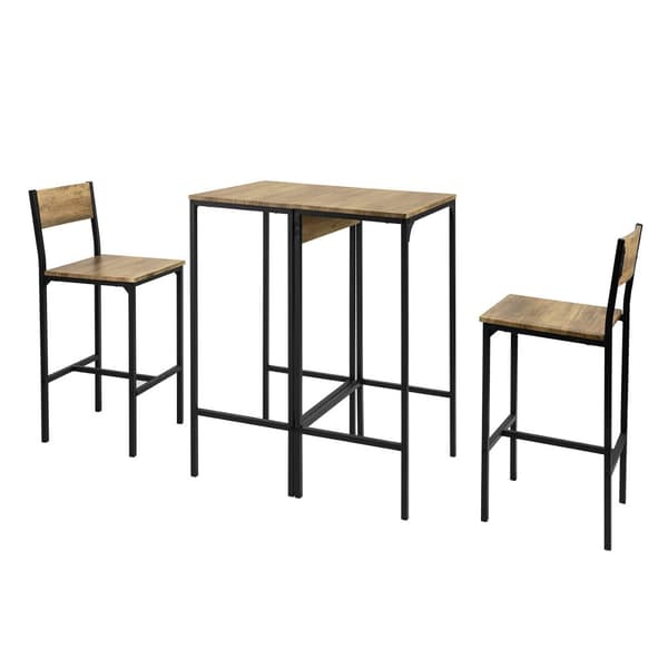 SoBuy Køkkenbord med 2 skamler Barbord højt bord Altanbord Loungebord Spisebord med stole OGT42-F