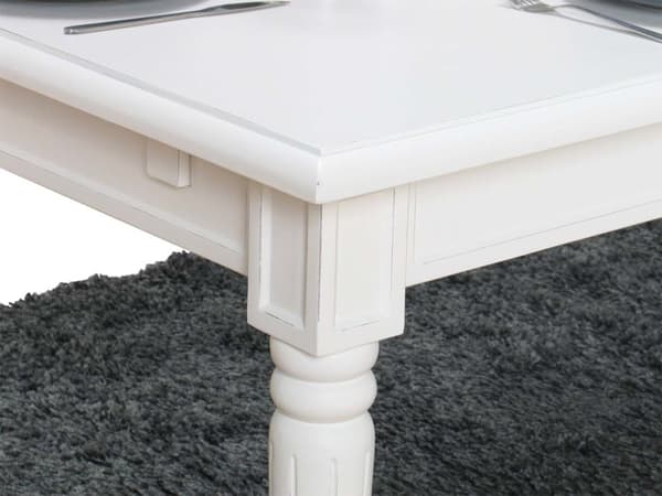 Amaretta spisegruppe 100x180/280 inkl. 2 tilleggsplate antikk hvit med 2+6 Rokokko stoler antikk hvit/beige.