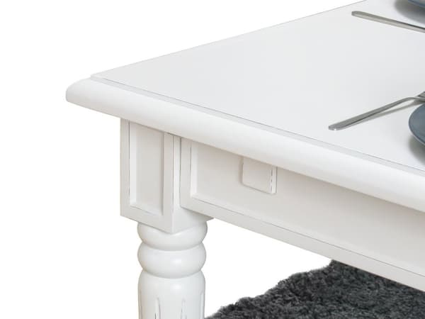 Amaretta spisegruppe 100x180/280 inkl. 2 tilleggsplate antikk hvit med 2+6 Rokokko stoler antikk hvit/beige.