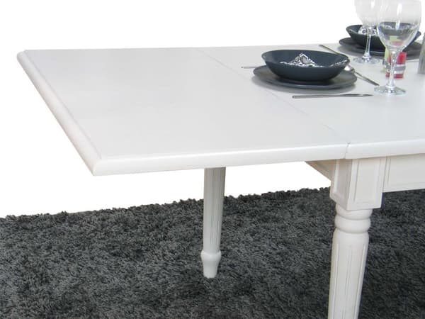 Amaretta spisegruppe 100x180/280 inkl. 2 tilleggsplate antikk hvit med 2+6 Rokokko stoler antikk hvit/beige.