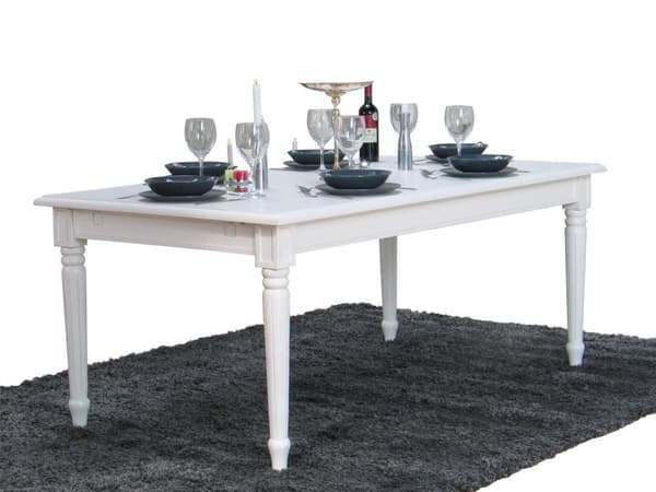 Amaretta spisegruppe 100x180/280 inkl. 2 tilleggsplate antikk hvit med 2+6 Rokokko stoler antikk hvit/beige.