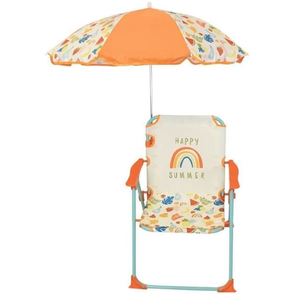 FUN HOUSE Fruity's Camping fällstol med parasoll - H.38.5 x B.38.5 x D.37.5 cm + parasoll ø 65 cm - För barn