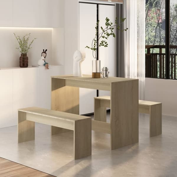 vidaXL Spisegruppe 3 deler sonoma eik konstruert tre