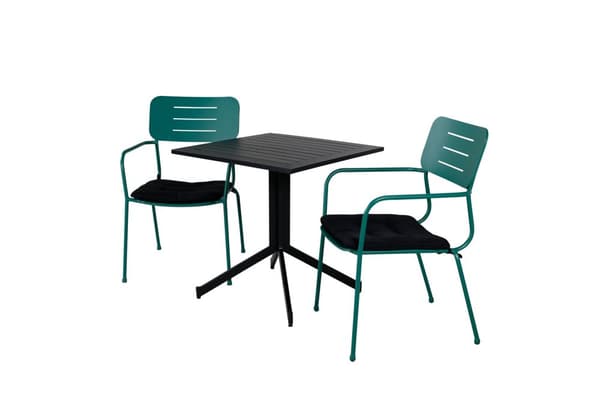 Way hagesett bord 70x70cm og 2 stoler Nicke grønn, svart.