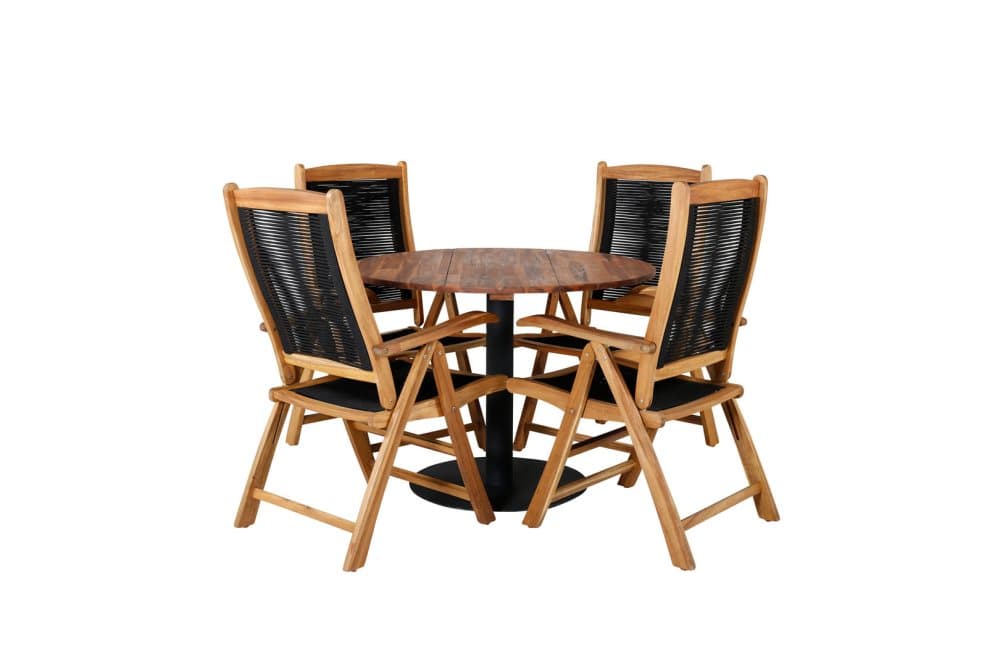Cot Trädgårdset bord Ø100cm och 4 stole 5pos Peter natur.