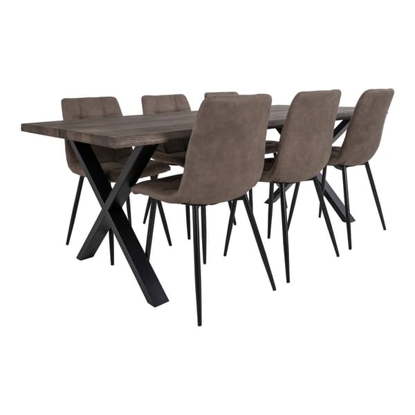 Tony spisegrupper , 1 spisebord og 6 stoler lysebrun og eik.