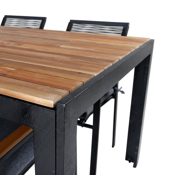 Bois Trädgårdset bord 90x205cm och 6 stole Dallas svart, natur.