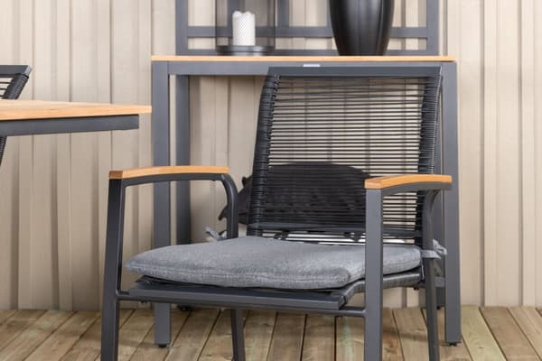 Mexico hagesett bord 90x160/240cm og 8 stoler Dallas svart, natur.