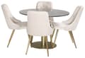 Miniatyrbilde 2 av 6: EstelleØ106BLBR spisegruppe spisebord svart, marmor og 4 Velvet Deluxe spisestuestoler velour beige, messing dekor.