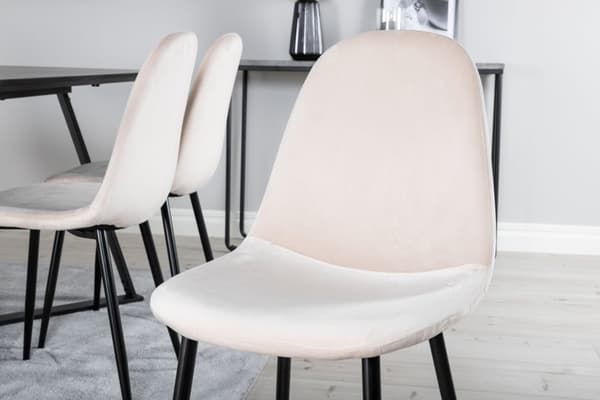 MarinaBLBL matgrupp  svart och 6 Polar matstola velour beige.