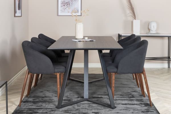 MarinaBLBL spisebordssæt spisebord sort og 6 Arch stole sort.