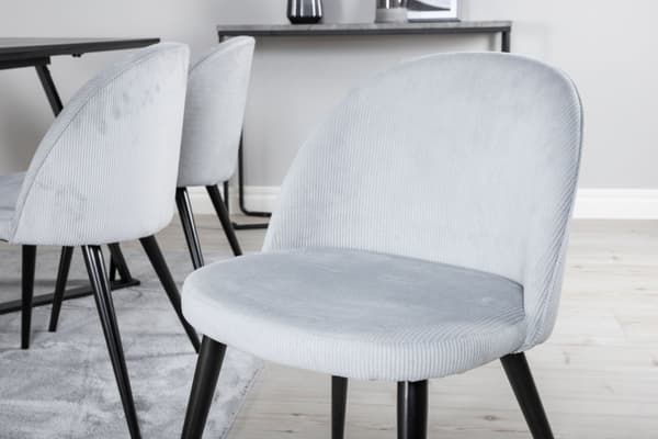 MarinaBLBL matgrupp  svart och 6 Velvet matstola sammet ljusgrått, svart.