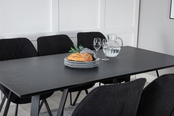 MarinaBLBL matgrupp  svart och 6 Gemma matstola svart.