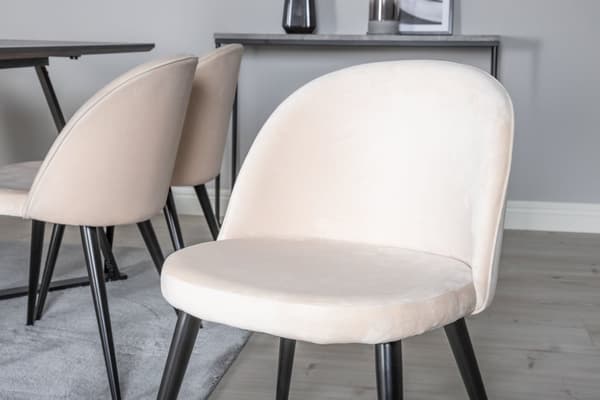 MarinaBLBL matgrupp  svart och 6 Velvet matstola velour beige, svart.