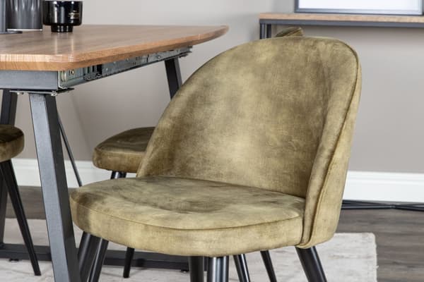 IncaNABL matgrupp matbord utdragbart bord längd cm 160 / 200 el träd dekor och 4 Velvet matstola velour grön, svart.