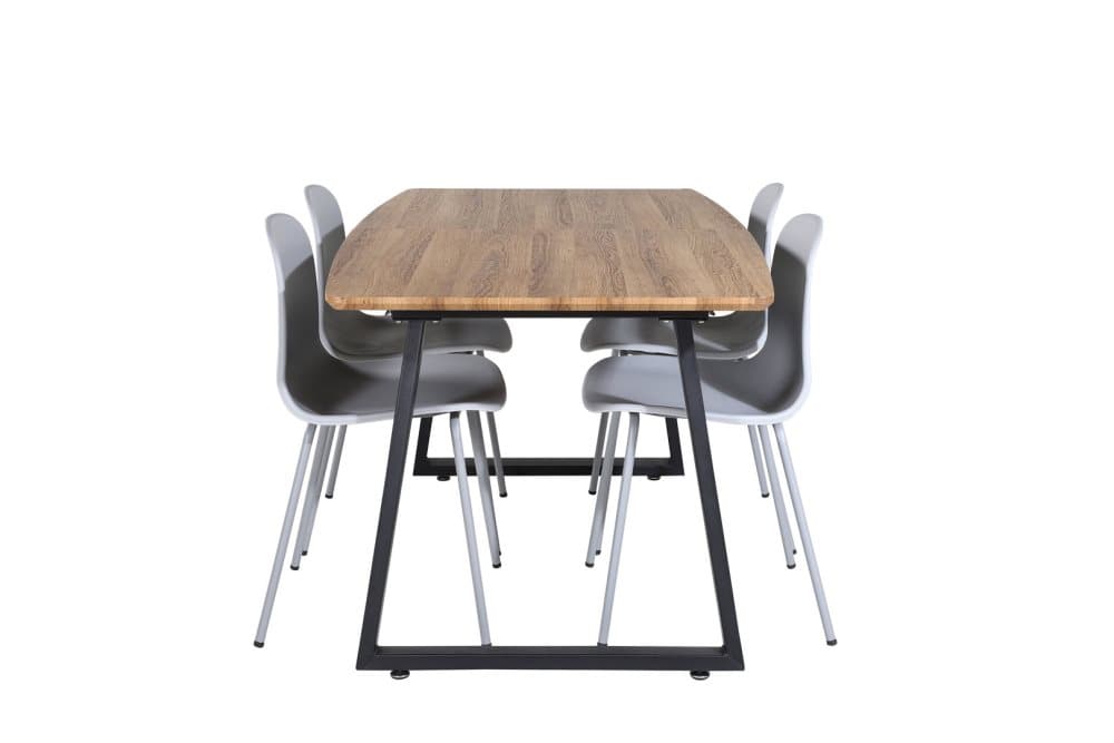 IncaNABL matgrupp matbord utdragbart bord längd cm 160 / 200 el träd dekor och 4 Arctic matstola grå, grå.