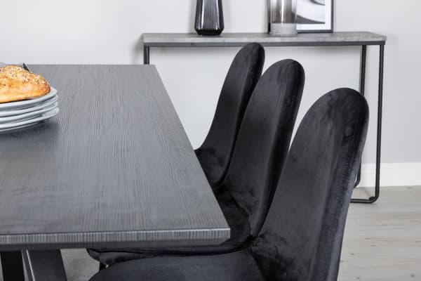 MarinaBLBL spisebordssæt spisebord sort og 6 Polar stole velour sort.